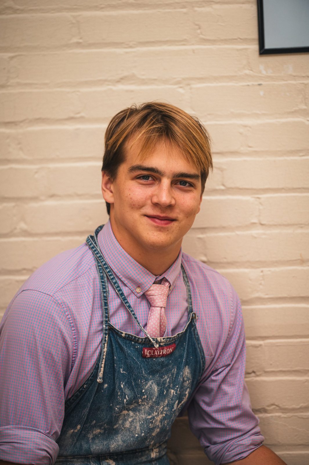 Me in my ceramics studio apron